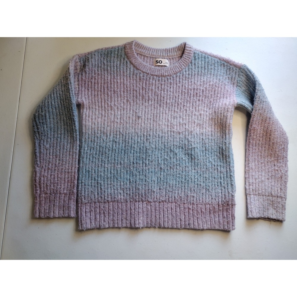 SO Girl's Pastel Ombre Knit Sweater‎ Crew Neck Long Sleeve Size M(8)
